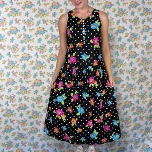 VINTAGE Fritzi 80S POLKA DOT sleeveless midi dress